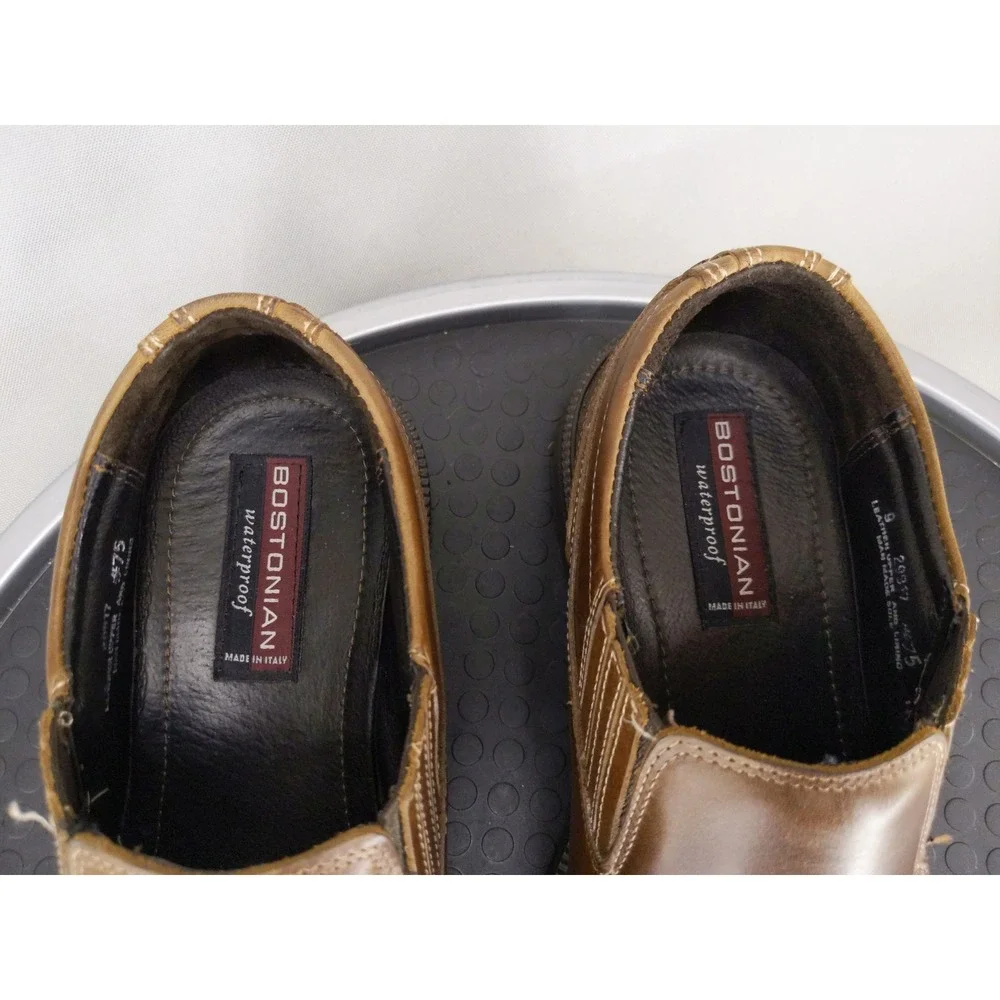 Bostonian Loafers Brown Leather Waterproof Slip On Square‎ Toe 29317 Mens 9